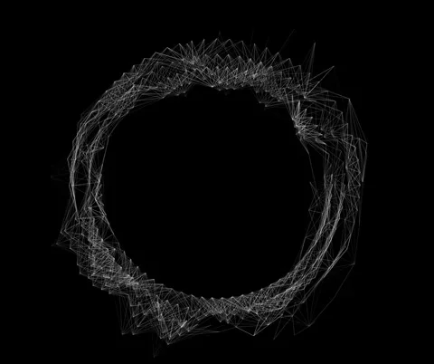 Dynamic Geometric Shape in Abstract Digital Black Background Design Stock Footage 341778632