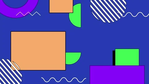 Dynamic geometric shapes and abstract patterns on blue background seamless 4k Stock Footage 295099573