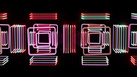 Dynamic geometric shapes dance in vibrant colors for captivating loop visuals Video stock 292095899