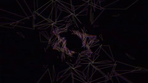 Dynamic geometric shapes in motion on a dark background Stock Footage 340043784