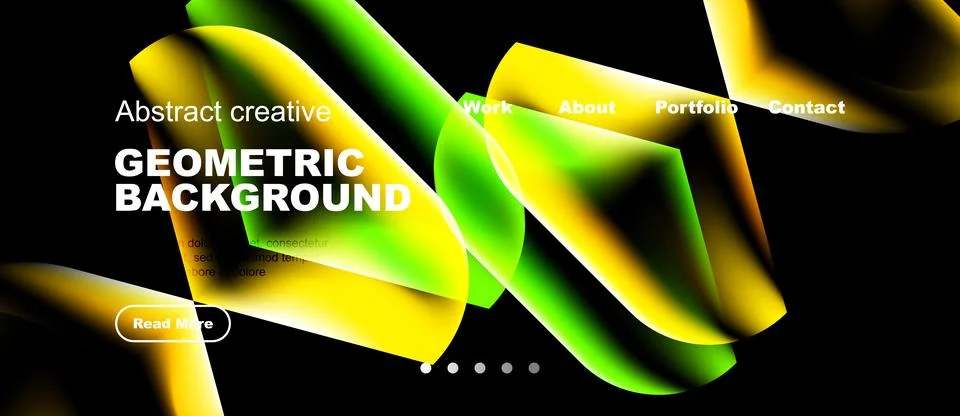 Dynamic geometric shapes overlap, creating vibrant gradients. Text elements Stock Illustration