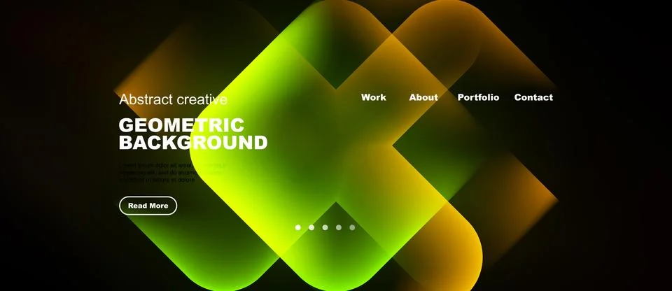 Dynamic geometric shapes overlap, creating vibrant gradients. Text elements イラスト素材