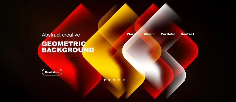 Dynamic geometric shapes overlap, creating vibrant abstract background. Text イラスト素材