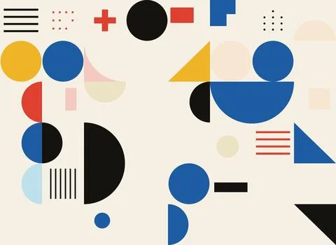 Dynamic geometric shapes pattern in primary and pastel colors for creative .. Stock Illustration