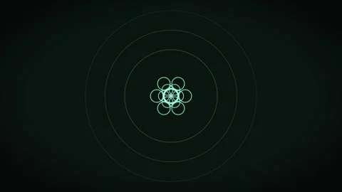 Dynamic geometric shapes rotate and expand in dark background Stock Footage 337069561
