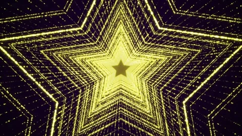 Dynamic Geometric Star Pattern with Bright Yellow Neon Light in Digital Art.. Video stock 341926964