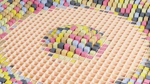 Dynamic Geometric Wave: Abstract 3D Animation of Square Columns Rising Stock-Footage 265588073