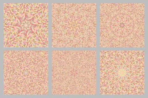 Dynamic geometrical hypnotic circular burst mosaic pattern background set Иллюстрация