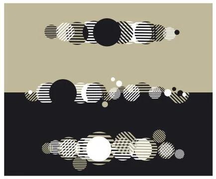 Dynamic geometry design element with striped circles for header, background,  Stock Illustration