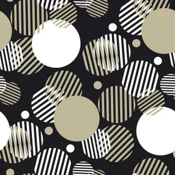 Dynamic geometry seamless motif with striped circles for header, background,  Stock Illustration