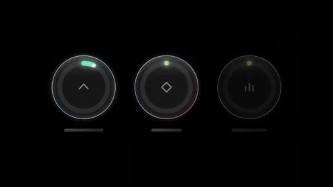 Dynamic Glass UI Donut Rings with Teal Amber and Azure Accents on a Black Backgr Stock Footage 341306166