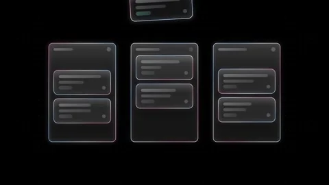 Dynamic glass UI Kanban board showcasing a sleek design with frosted panels in b Stock Footage 341306249