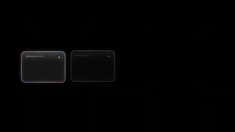 Dynamic glass UI showcasing four KPI cards with sleek design elements in black w Stock Footage 341306258