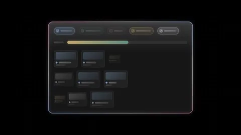 Dynamic glass user interface showcasing filter chips with an elegant blend of az Stock Footage 341306572