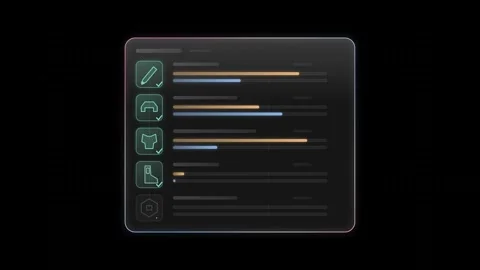 Dynamic Glass User Interface with Transparent Panel and Colorful Rim for Loadout Stock Footage 341329153