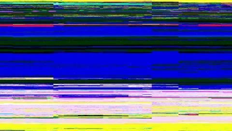 Dynamic glich video, bad tv signal of color display, 3d render computer Stock Footage 95490737