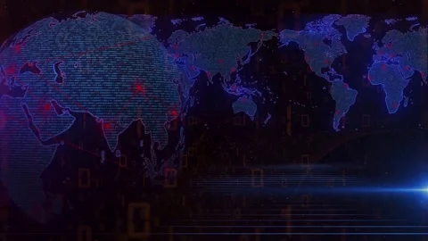 Dynamic Global Cyber Attack Map with Red Threats Vídeos de archivo 336901047