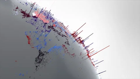 Dynamic Global Data Visualization Showing Population Density on Spinning Earth Stock Footage 318114394