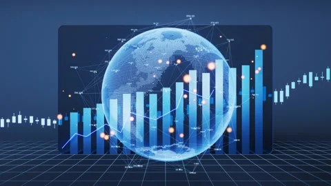 Dynamic global economic growth displayed with financial charts and digital .. Video stock 332389923