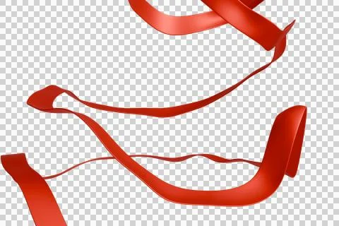 Dynamic, glossy red ribbons gracefully twist and flow in an abstract compos Stock Photos