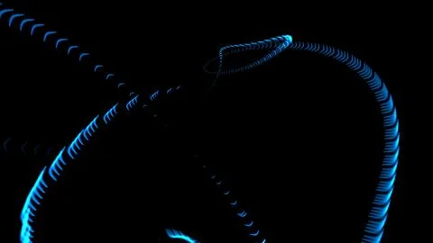 Dynamic glowing blue light trail on a black background perfect for modern tech Stock Illustration