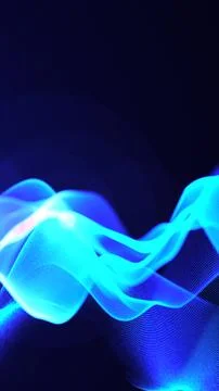Dynamic glowing blue mesh wave of particles on a dark digital background Stock Illustration