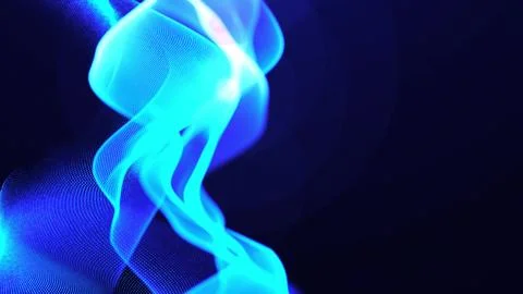 Dynamic glowing blue mesh wave of particles on a digital background Stock Illustration