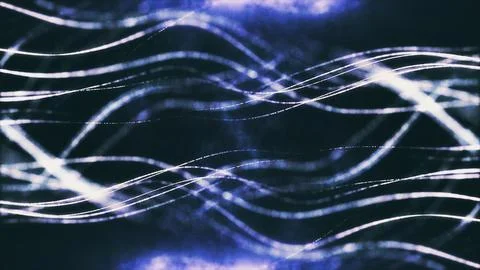 Dynamic glowing blue neon wavy lines abstract dark background Stock Illustration