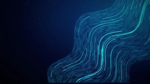 Dynamic glowing curved lines flow across the frame creating a wave-like ener Stock Footage 340678310