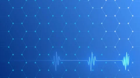 Dynamic Glowing EKG Line Digital Hexagon Network Stock Footage 320148022