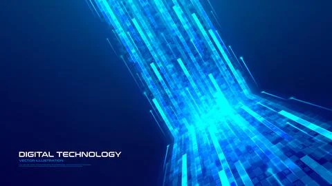Dynamic glowing flow of cyber data Stock Illustration
