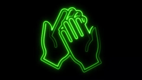 Dynamic glowing green hands clapping animation bringing energy and celebration Stock Footage 321141010