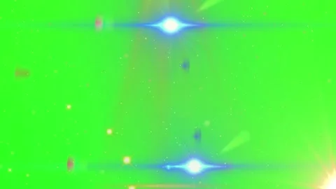 Dynamic glowing lens flare particles floating over vibrant green screen 스톡 동영상 345214428