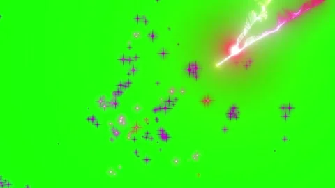 Dynamic glowing light streaks and sparkling particle effects overlay on vibrant Stock Footage 345332293