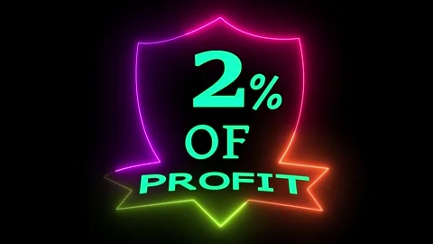 Dynamic Glowing Neon 2% Profit Sign Loop Animation on Dark Background Stock Footage 328566937