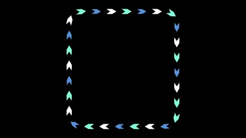 Dynamic glowing neon arrow border frame moving continuously in bright blue .. 库存影片 347813985