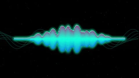 A dynamic glowing neon audio waveform visualizer with subtle twinkling star.. Stock Footage 346845566