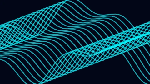 Dynamic glowing neon blue tech wave background for futuristic data stream v.. Stock Footage 343631534