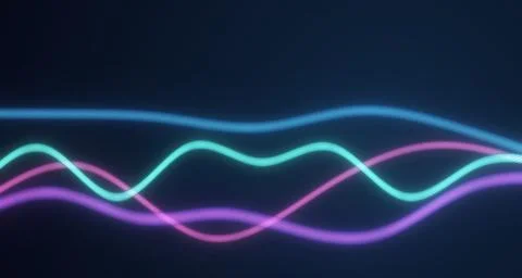 Dynamic glowing neon splines on dark background Stock Illustration