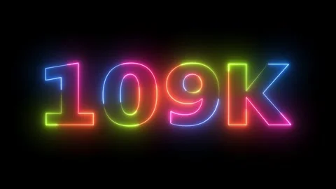 Dynamic Glowing Neon Text 109K Counter Animated Display, Multicolored Numbe.. Vidéo 330417491