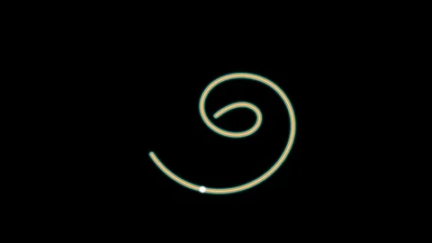 Dynamic glowing spiral line animation on a dark background creating an abst.. Stock Footage 340471625