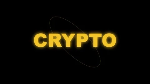 Dynamic glowing yellow 'CRYPTO' text on black, symbolizing digital finance,.. Vídeo Stock 330280147
