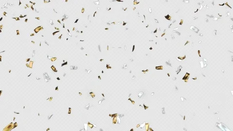 Dynamic Gold and Silver Confetti Burst and White Starbursts with alpha channel Stock Footage 339785865