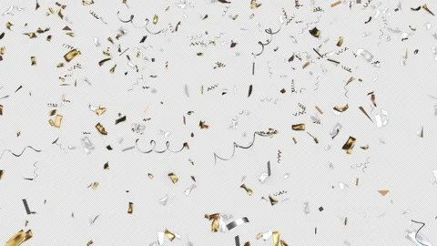 Dynamic Gold and White Confetti Burst with alpha channel Stock Footage 339785601