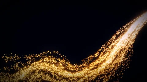 Dynamic golden light trails create an abstract, shimmering 3D render effect. Stock Footage 342363342