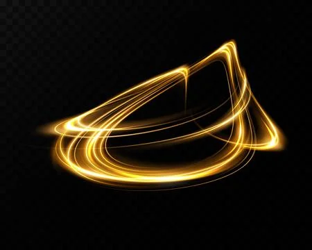 Dynamic Golden Light Trails Set Against a Dark Background Create a Stunning Stock Illustration