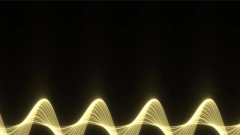 Dynamic Golden Light Waves on Dark Abstract Background. Stock Illustration