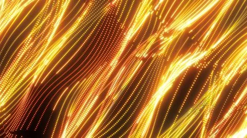 Dynamic golden light waves formed by glowing particles create a vibrant abs.. Stock Illustration