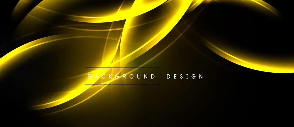 Dynamic golden lines create abstract wave pattern over black background. Mode Stock Illustration