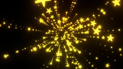 Dynamic golden stars exploding and moving through space on black background.. Stock Footage 333235016